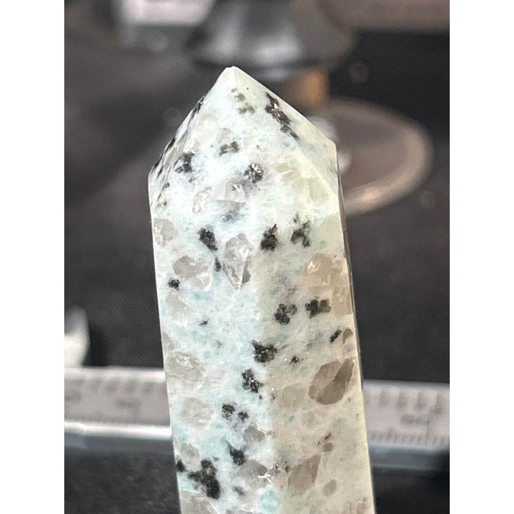 Kiwi Jasper Crystal Tower Blue Azurite Granite Obelisk Point 2.82in #40 - Picture 5 of 5